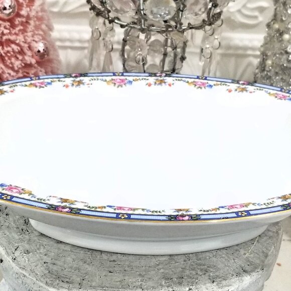 TK Thuny CARLTON Oval Vegetable Serving Bowl Dish - Czechoslovakia Thun Roses Bl - Picture 2 of 3